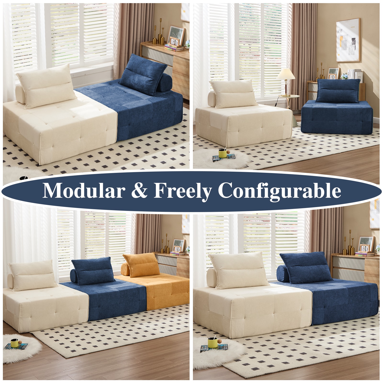 Modular Sectional Sofa With Deep Seat And Adjustable Backrest_voghion.com